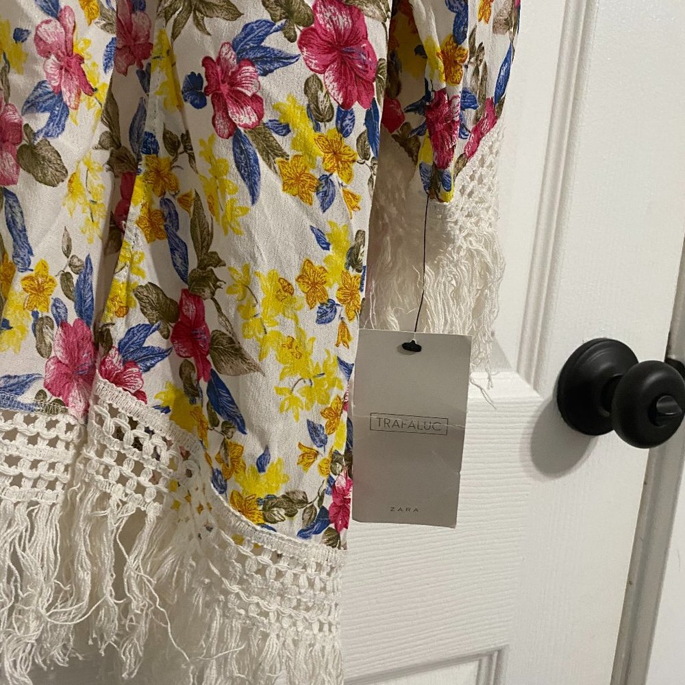 NWT ZARA Kimono Floral Print Cape Jacket - Picture 9 of 9